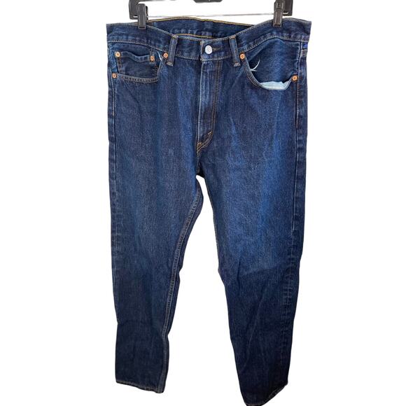 Dark Wash Levi 505 Jeans 36x32 Mens Jeans Western Relaxed Fit Straight Leg - Picture 1 of 10